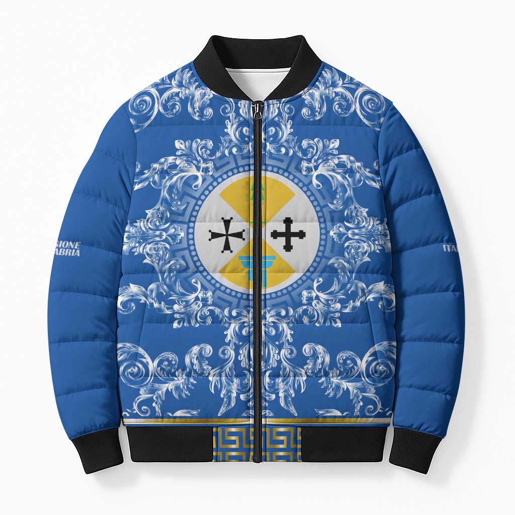 Personalized Italy Calabria Bomber Puffer Jacket Baroque Motif