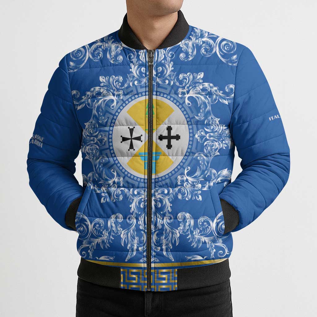 Personalized Italy Calabria Bomber Puffer Jacket Baroque Motif