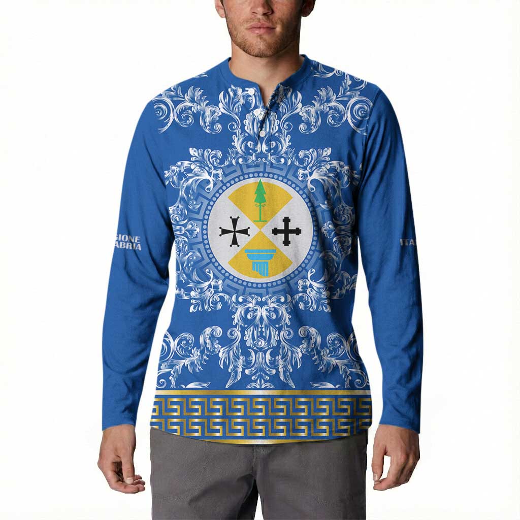 Personalized Italy Calabria Button Sweatshirt Baroque Motif