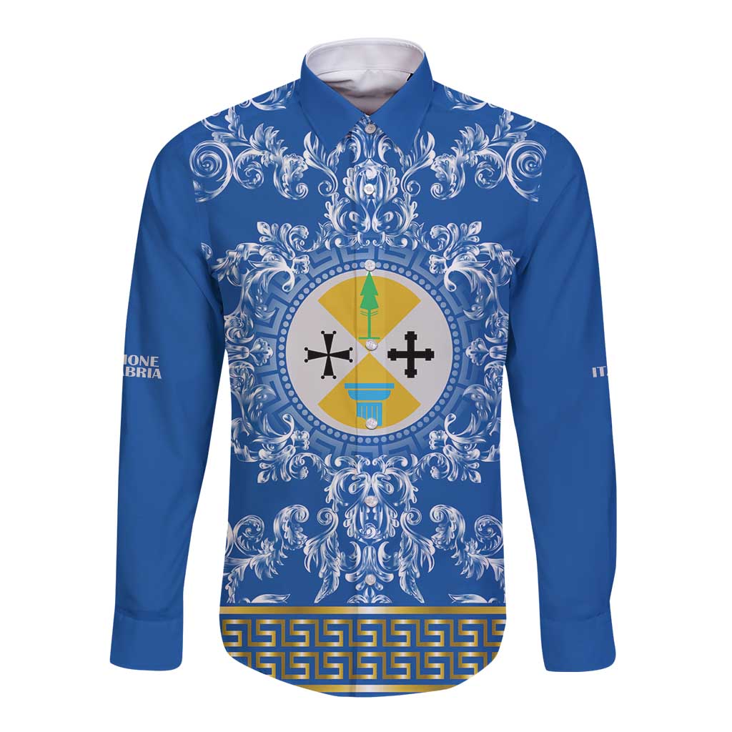 Personalized Italy Calabria Long Sleeve Button Shirt Baroque Motif