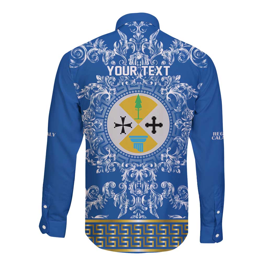 Personalized Italy Calabria Long Sleeve Button Shirt Baroque Motif