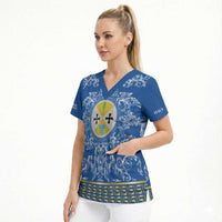 Personalized Italy Calabria Scrub Top Baroque Motif