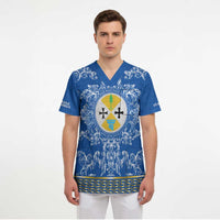 Personalized Italy Calabria Scrub Top Baroque Motif