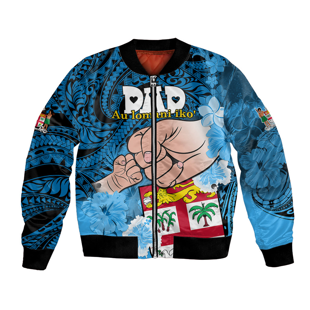 Dads Day Fiji Bomber Jacket Dad Au Lomani Iko - Polynesian Flowers Tribal LT9 - Wonder Print Shop