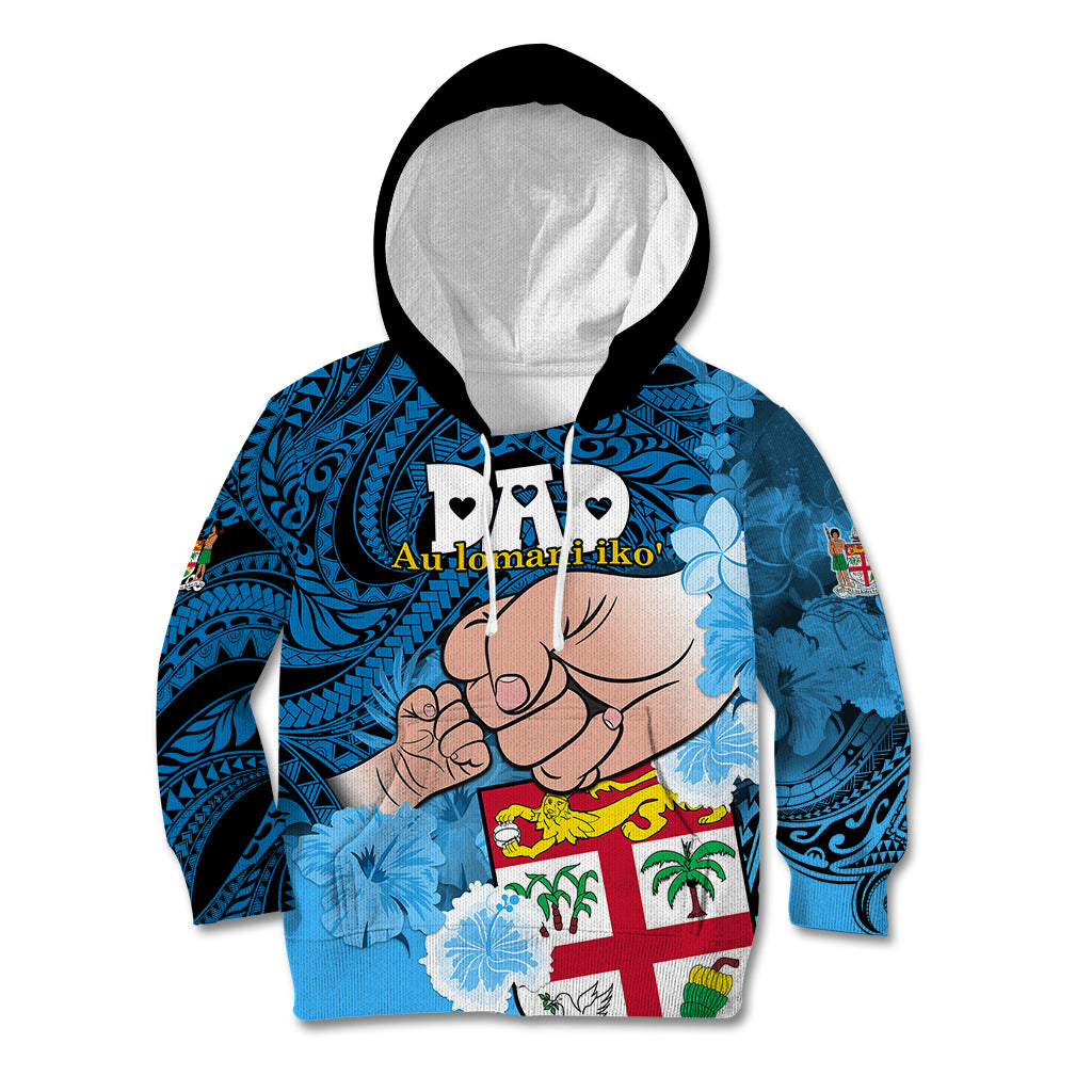 Dads Day Fiji Kid Hoodie Dad Au Lomani Iko - Polynesian Flowers Tribal - Wonder Print Shop