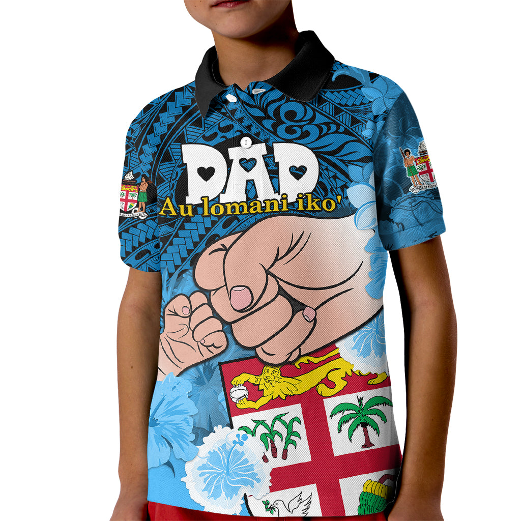 Dads Day Fiji Kid Polo Shirt Dad Au Lomani Iko - Polynesian Flowers Tribal - Wonder Print Shop