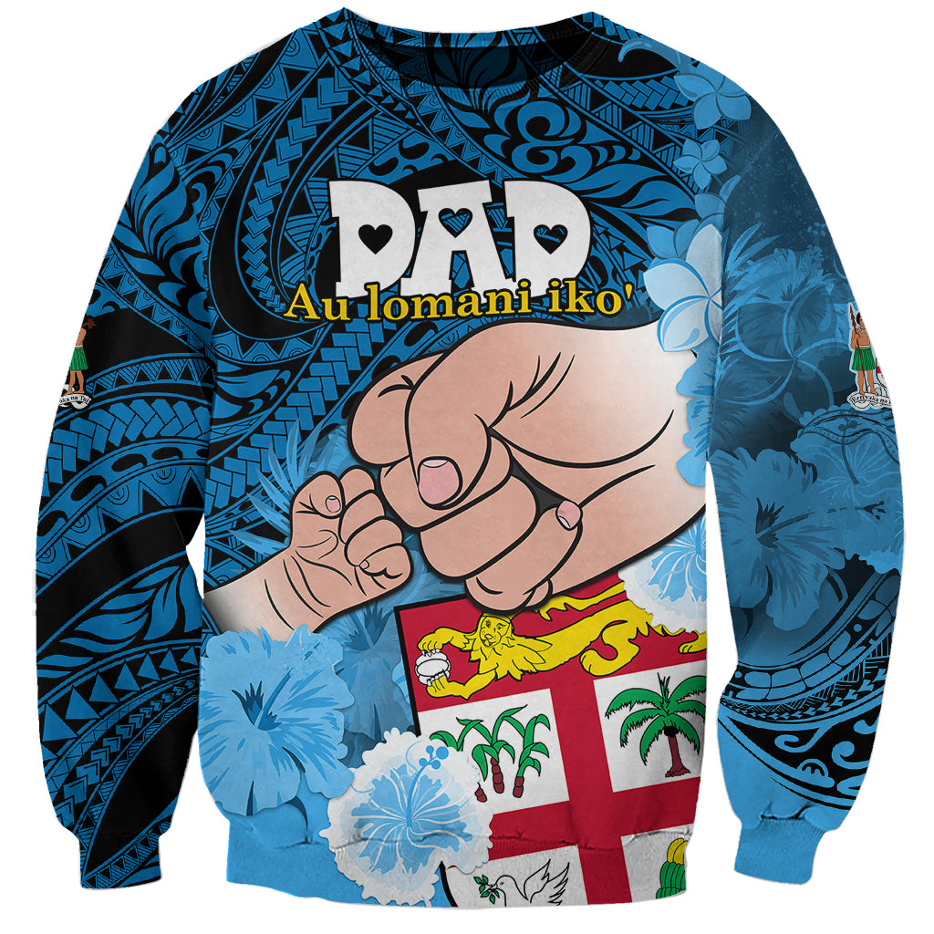 Dads Day Fiji Sweatshirt Dad Au Lomani Iko - Polynesian Flowers Tribal - Wonder Print Shop