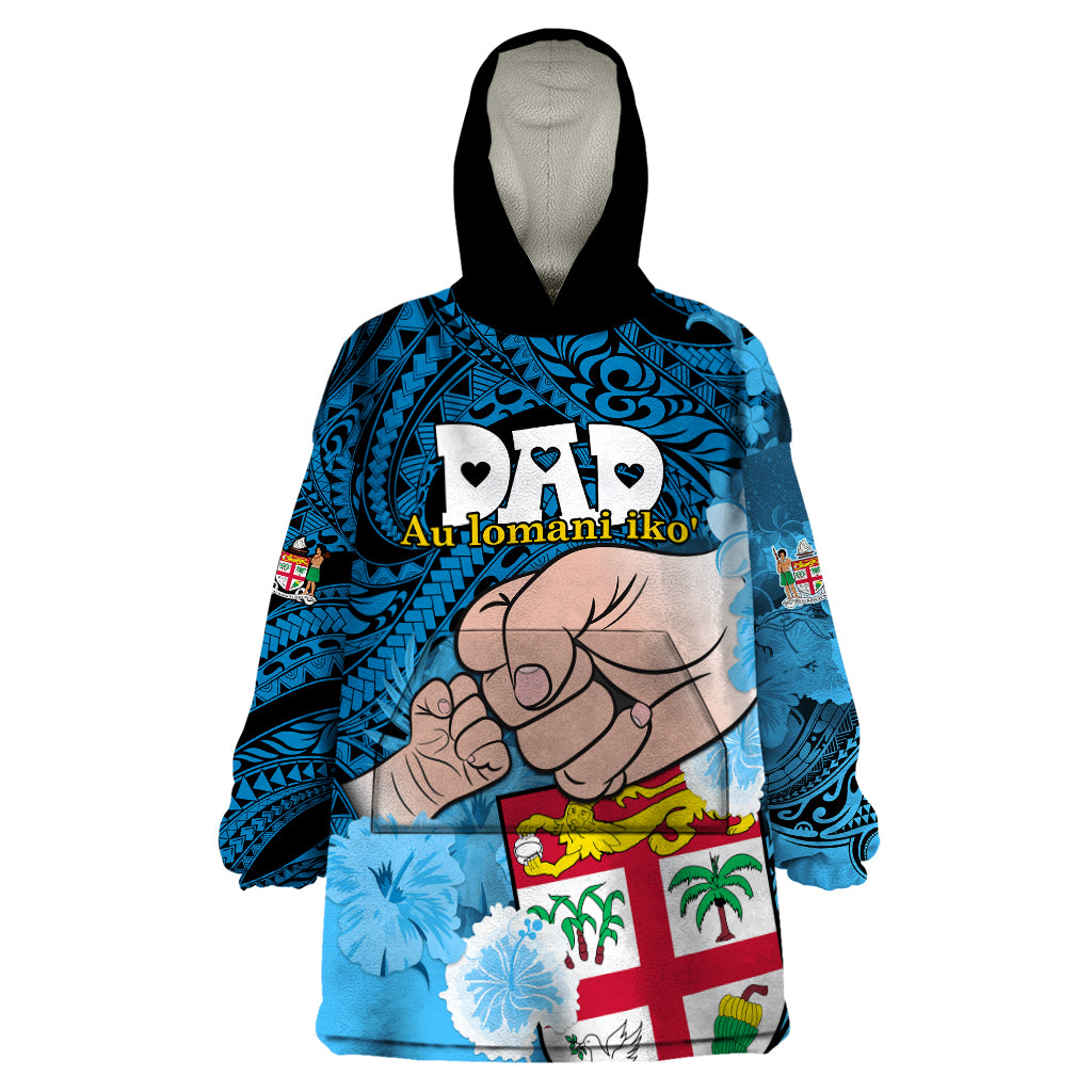 Dads Day Fiji Wearable Blanket Hoodie Dad Au Lomani Iko - Polynesian Flowers Tribal - Wonder Print Shop