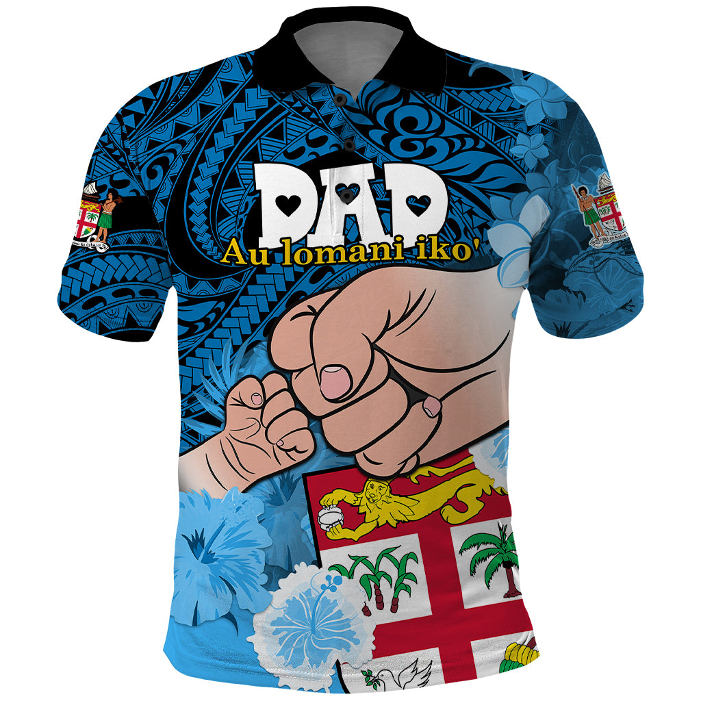 Personalised Dads Day Fiji Polo Shirt Dad Au Lomani Iko - Polynesian Flowers Tribal - Wonder Print Shop