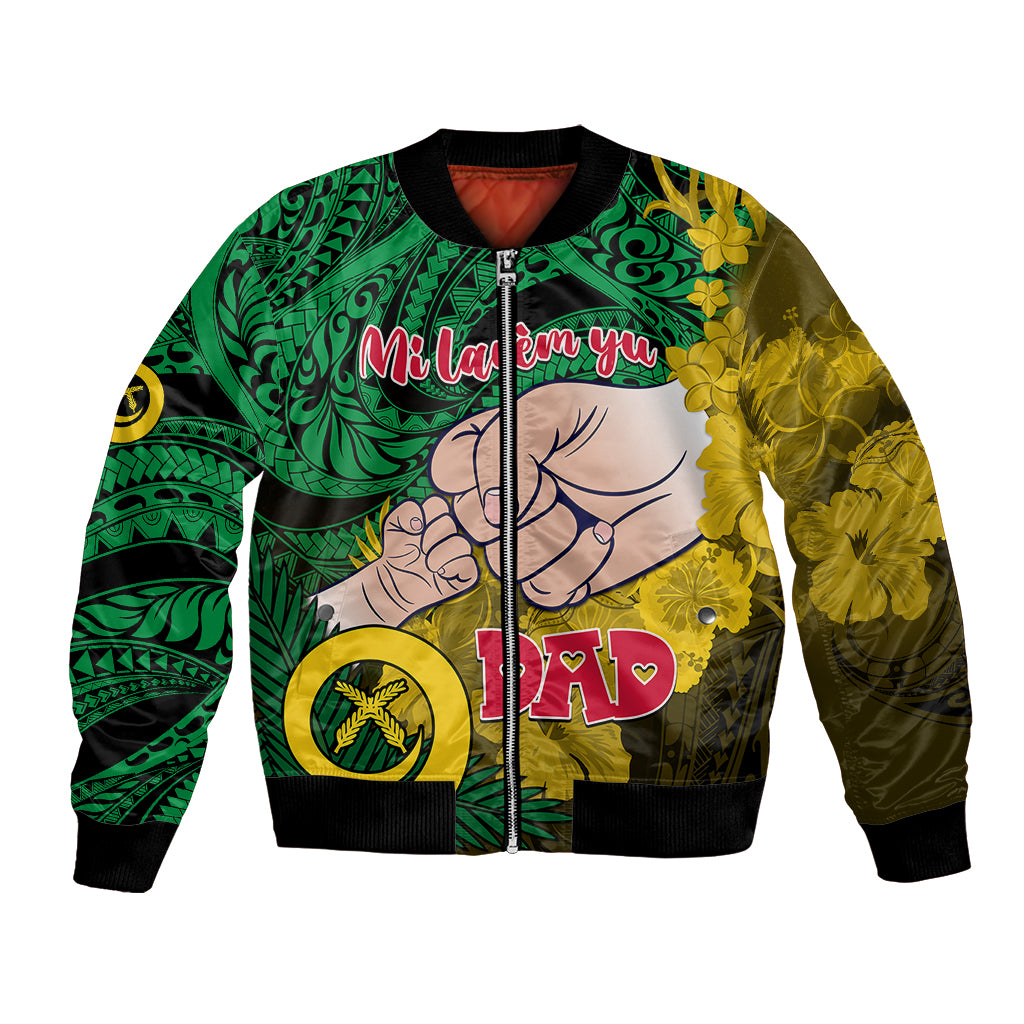 Fathers Day Polynesian Islands Vanuatu Bomber Jacket Dad Mi lavem yu - Polynesian Flowers Tribal LT9 - Wonder Print Shop