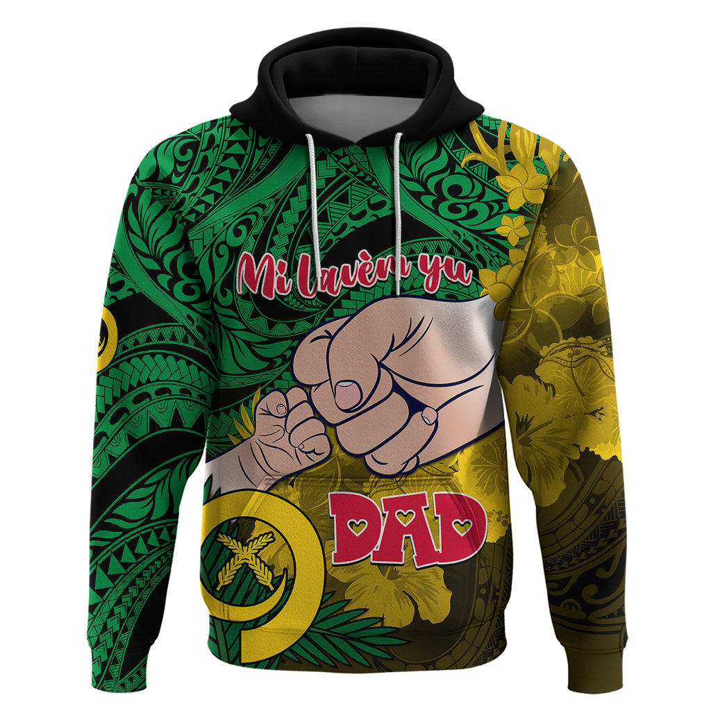 Fathers Day Polynesian Islands Vanuatu Hoodie Dad Mi lavem yu - Polynesian Flowers Tribal - Wonder Print Shop