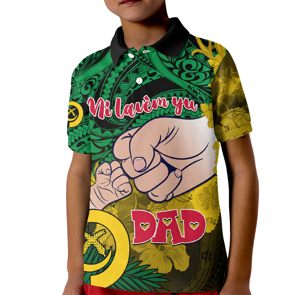 Dads Day Vanuatu Kid Polo Shirt Dad Mi lavem yu - Polynesian Flowers Tribal - Wonder Print Shop