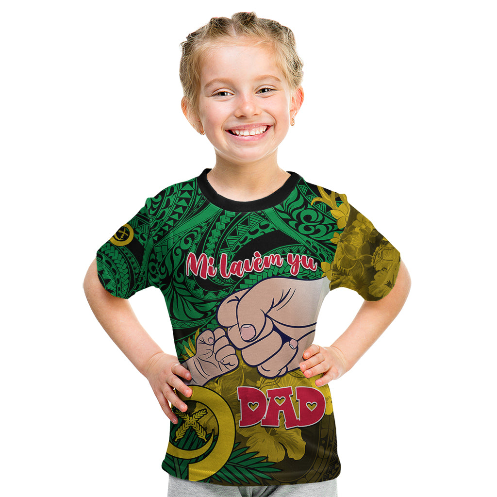 Dads Day Vanuatu Kid T Shirt Dad Mi lavem yu - Polynesian Flowers Tribal - Wonder Print Shop