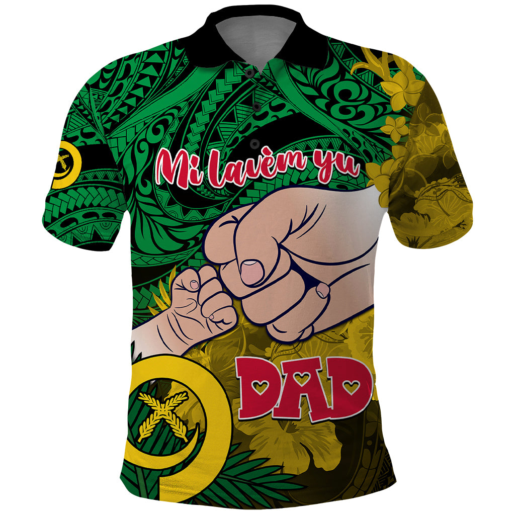 Fathers Day Polynesian Islands Vanuatu Polo Shirt Dad Mi lavem yu - Polynesian Flowers Tribal - Wonder Print Shop