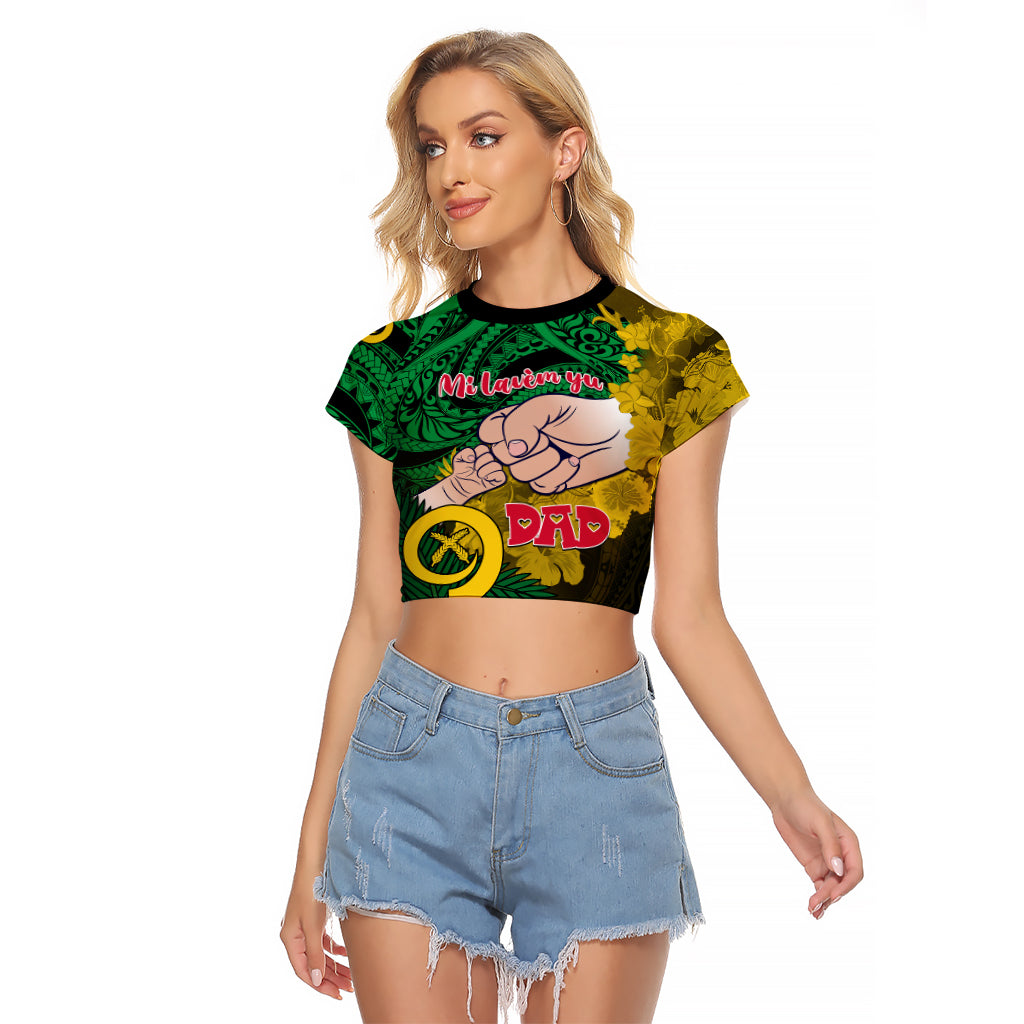 Dads Day Vanuatu Raglan Cropped T Shirt Dad Mi lavem yu - Polynesian Flowers Tribal - Wonder Print Shop