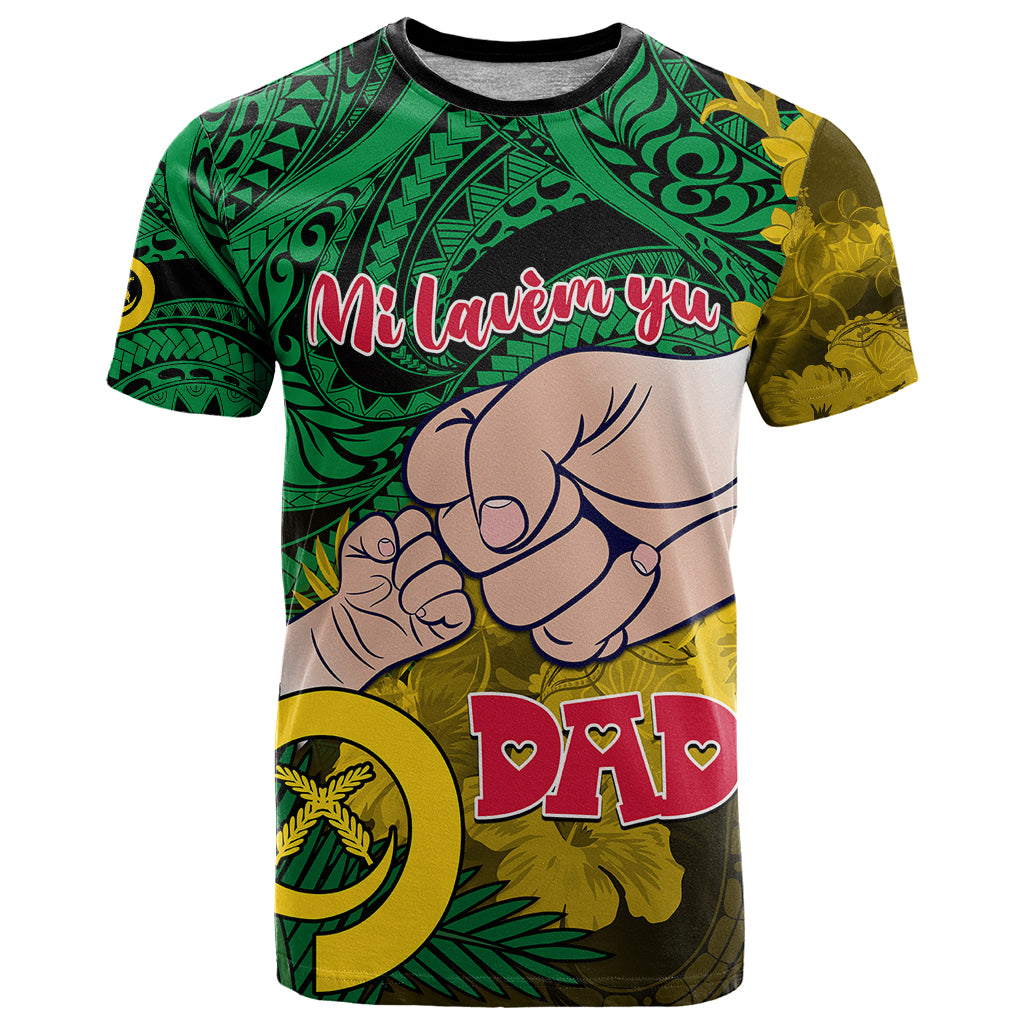 Dads Day Vanuatu T Shirt Dad Mi lavem yu - Polynesian Flowers Tribal - Wonder Print Shop