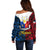 125th Independence Anniversary Philippines Off Shoulder Sweater Polynesian Pilipinas Flag Style - Black - Wonder Print Shop