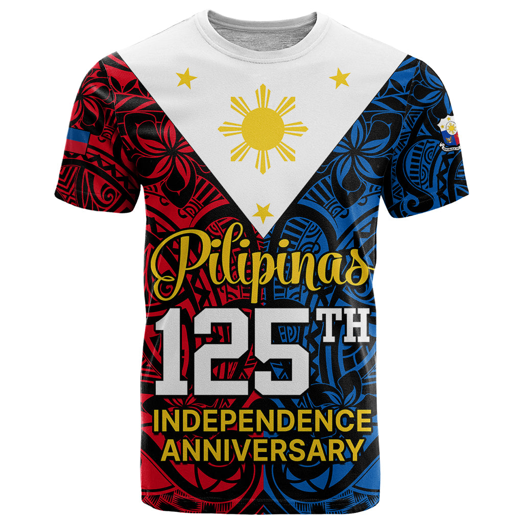 Polynesian Philippines T Shirt Pilipinas Flag Style for 125th Independence Anniversary Black - Wonder Print Shop