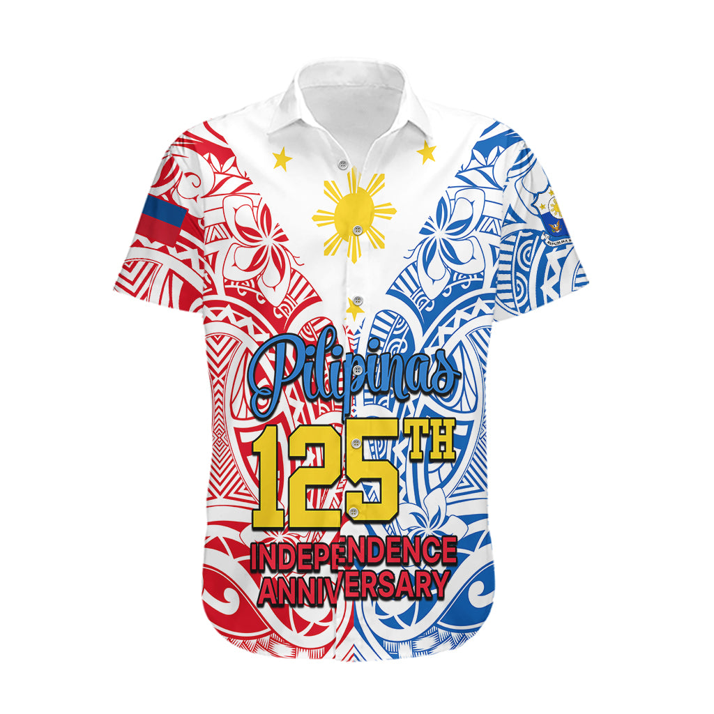 Polynesian Philippines Hawaiian Shirt Pilipinas Flag Style for 125th Independence Anniversary White - Wonder Print Shop