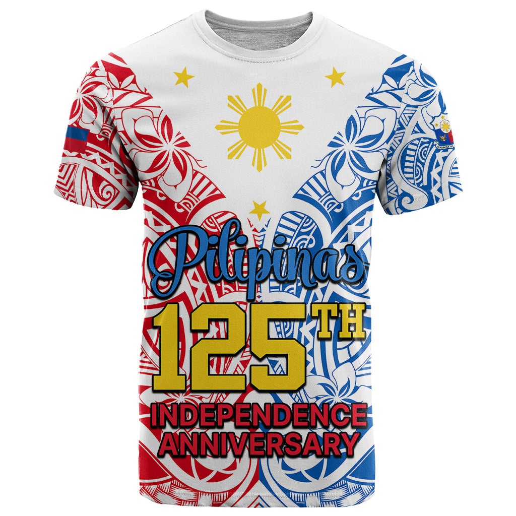 Polynesian Philippines T Shirt Pilipinas Flag Style for 125th Independence Anniversary White - Wonder Print Shop