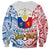 Personalised 125th Independence Anniversary Philippines Sweatshirt Polynesian Pilipinas Flag Style - White - Wonder Print Shop