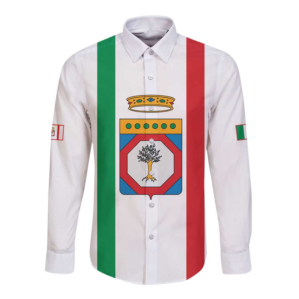 Personalized Italy Apulia Long Sleeve Button Shirt Inspiration Flags Style