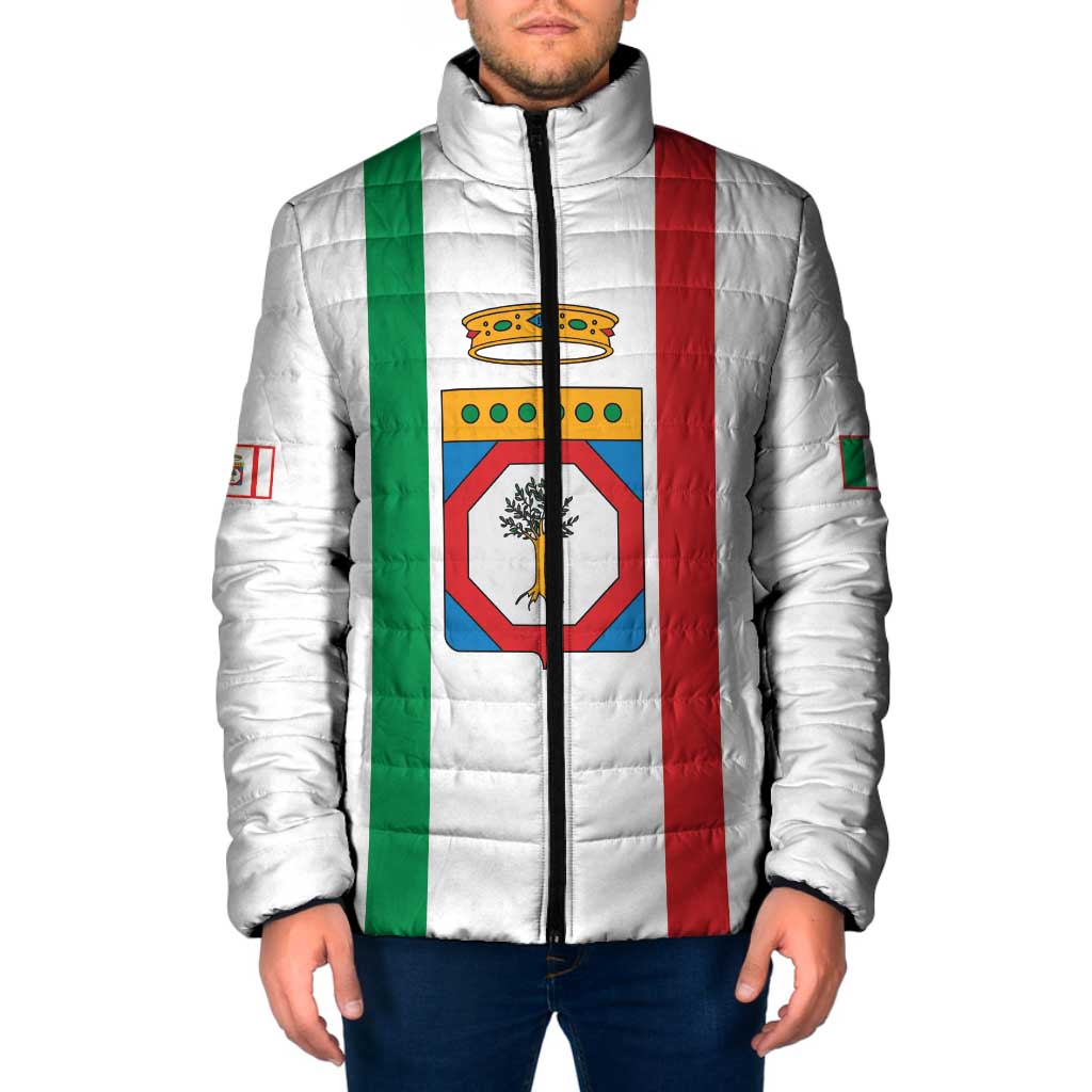 Personalized Italy Apulia Padded Jacket Inspiration Flags Style - Wonder Print Shop