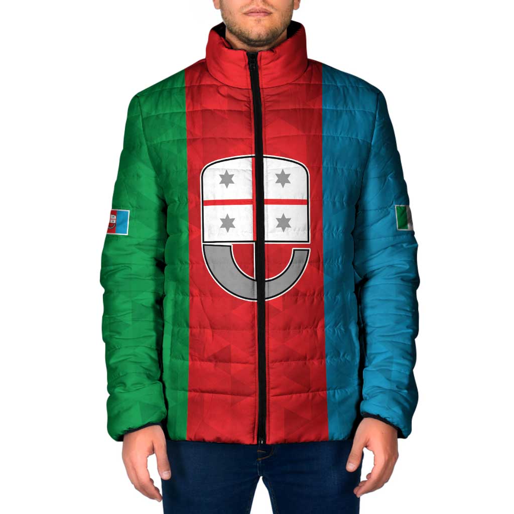 Personalized Italy Liguria Padded Jacket Inspiration Flags Style - Wonder Print Shop