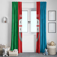 Window curtain pair with Liguria flag print on green and blue panels, red center strip