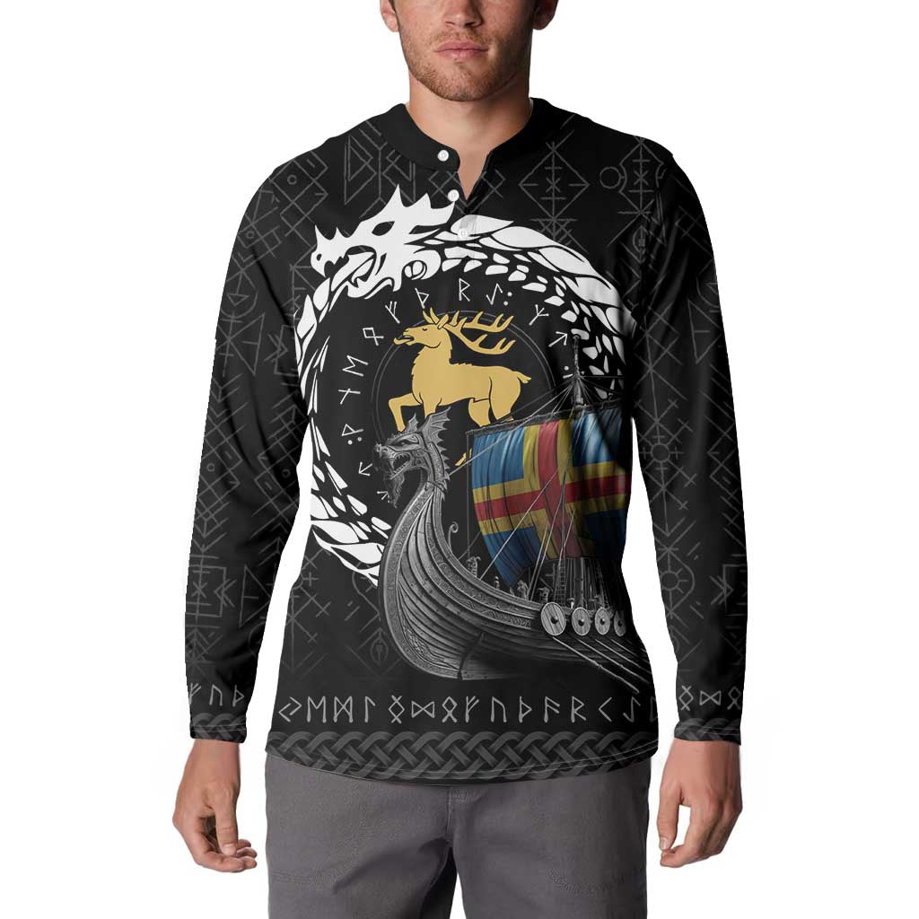 Aland Viking Drakkar Button Sweatshirt Viking Blood - Wonder Print Shop