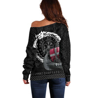 Denmark Viking Drakkar Off Shoulder Sweater Viking Blood - Wonder Print Shop
