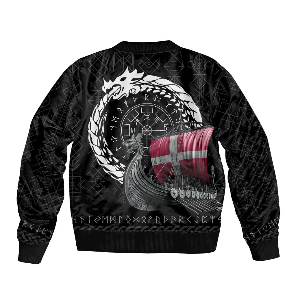 Denmark Viking Drakkar Sleeve Zip Bomber Jacket Viking Blood - Wonder Print Shop