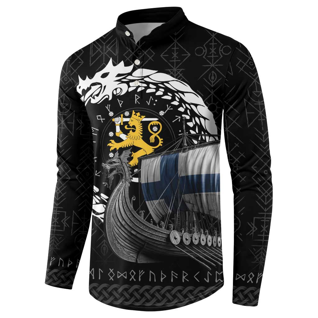 Finland Viking Drakkar Button Sweatshirt Viking Blood - Wonder Print Shop
