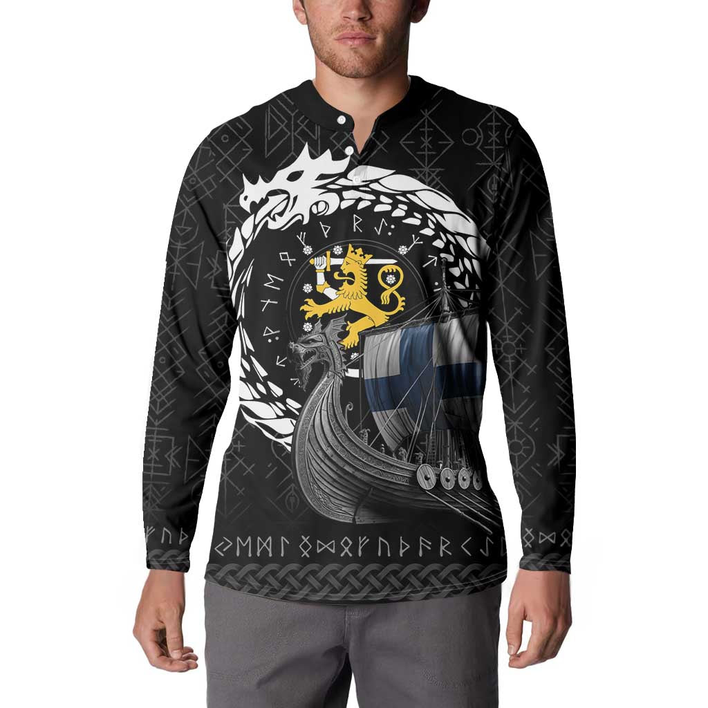 Finland Viking Drakkar Button Sweatshirt Viking Blood - Wonder Print Shop