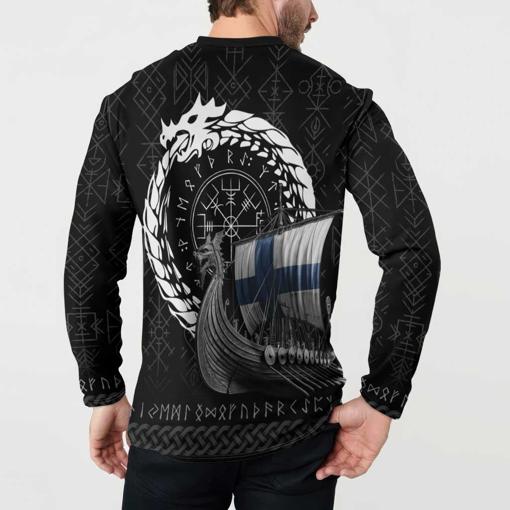 Finland Viking Drakkar Button Sweatshirt Viking Blood - Wonder Print Shop