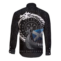 Scotland Viking Drakkar Long Sleeve Button Shirt Viking Blood - Wonder Print Shop