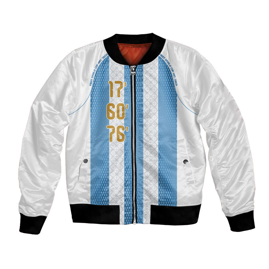Argentina Hattrick WC26 Custom Bomber Jacket Triple Strike Football Albiceleste Fan