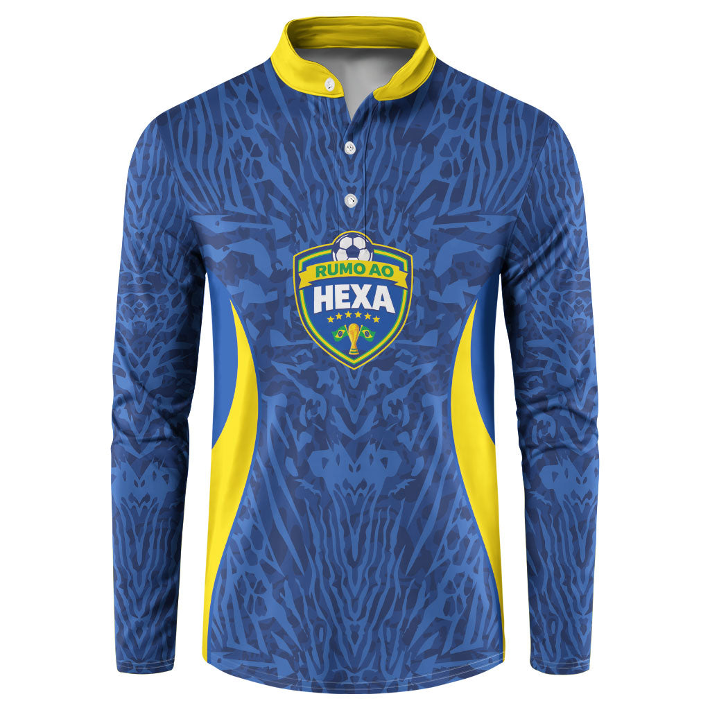Vai Dar Brasil Custom Button Sweatshirt Brasil Rumo ao Hexa Football Supporter