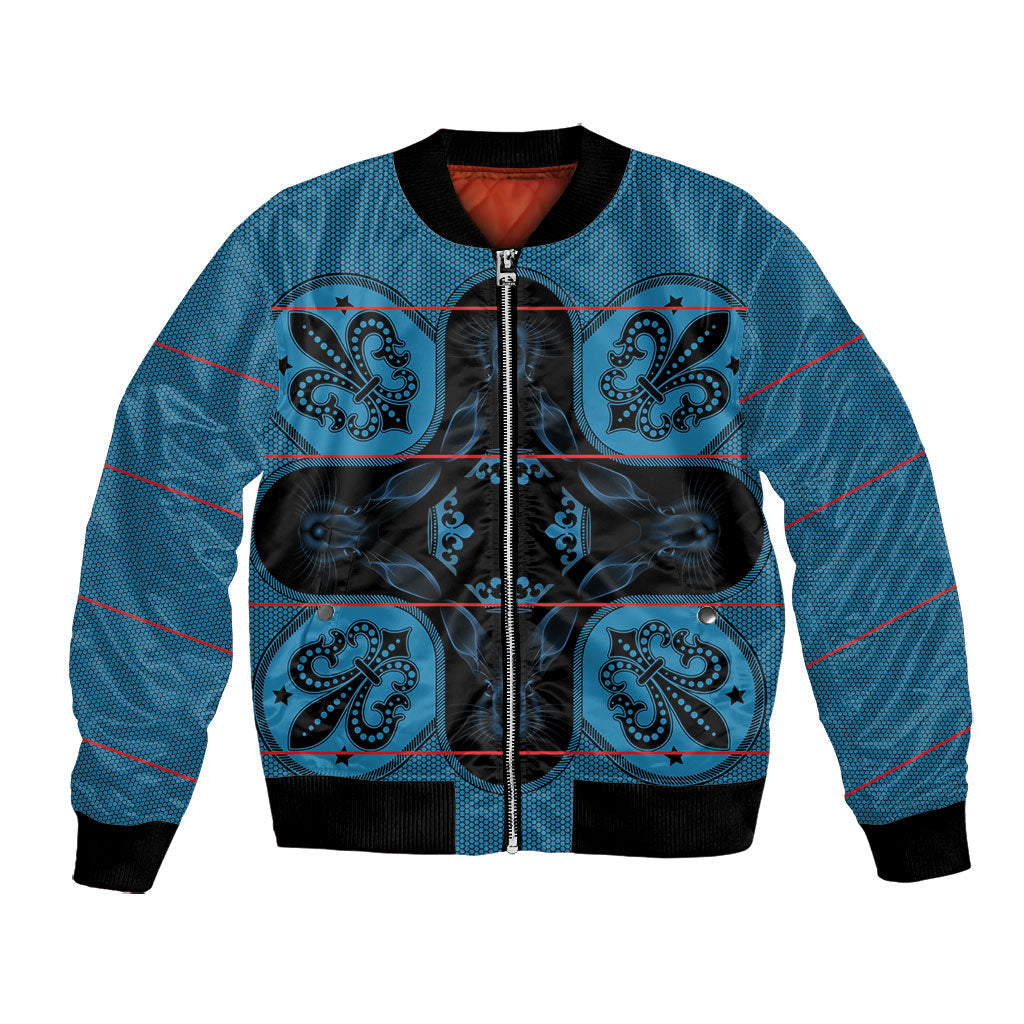 Bafokeng Rabbit Crown Palesa ea kharanium Bomber Jacket Blue Seanamarena Basotho Blanket Inspired