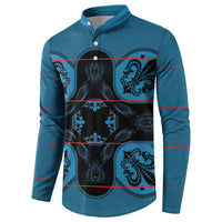 Bafokeng Rabbit Crown Palesa ea kharanium Button Sweatshirt Blue Seanamarena Basotho Blanket Inspired