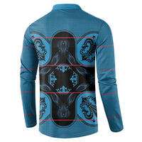 Bafokeng Rabbit Crown Palesa ea kharanium Button Sweatshirt Blue Seanamarena Basotho Blanket Inspired