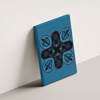 Bafokeng Rabbit Crown Palesa ea kharanium Canvas Wall Art Blue Seanamarena Basotho Blanket Inspired
