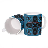 Bafokeng Rabbit Crown Palesa ea kharanium Ceramic Mug Blue Seanamarena Basotho Blanket Inspired