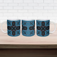 Bafokeng Rabbit Crown Palesa ea kharanium Ceramic Mug Blue Seanamarena Basotho Blanket Inspired