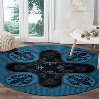 Bafokeng Rabbit Crown Palesa ea kharanium Round Carpet Blue Seanamarena Basotho Blanket Inspired