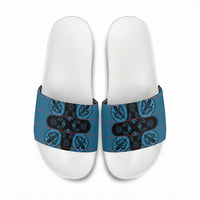Bafokeng Rabbit Crown Palesa ea kharanium Slide Sandals Blue Seanamarena Basotho Blanket Inspired