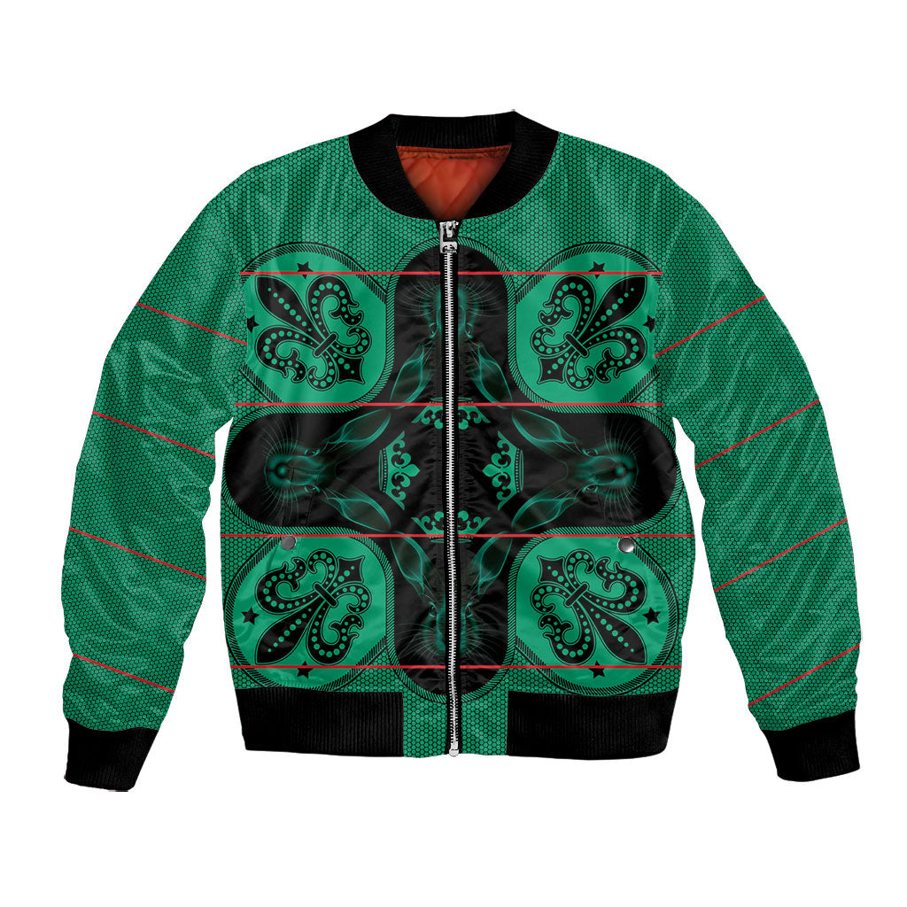 Bafokeng Rabbit Crown Palesa ea kharanium Bomber Jacket Green Seanamarena Basotho Blanket Inspired