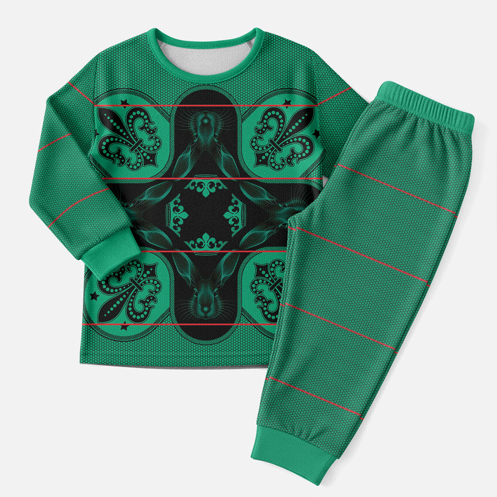 Bafokeng Rabbit Crown Palesa ea kharanium Christmas Pajama Set Green Seanamarena Basotho Blanket Inspired