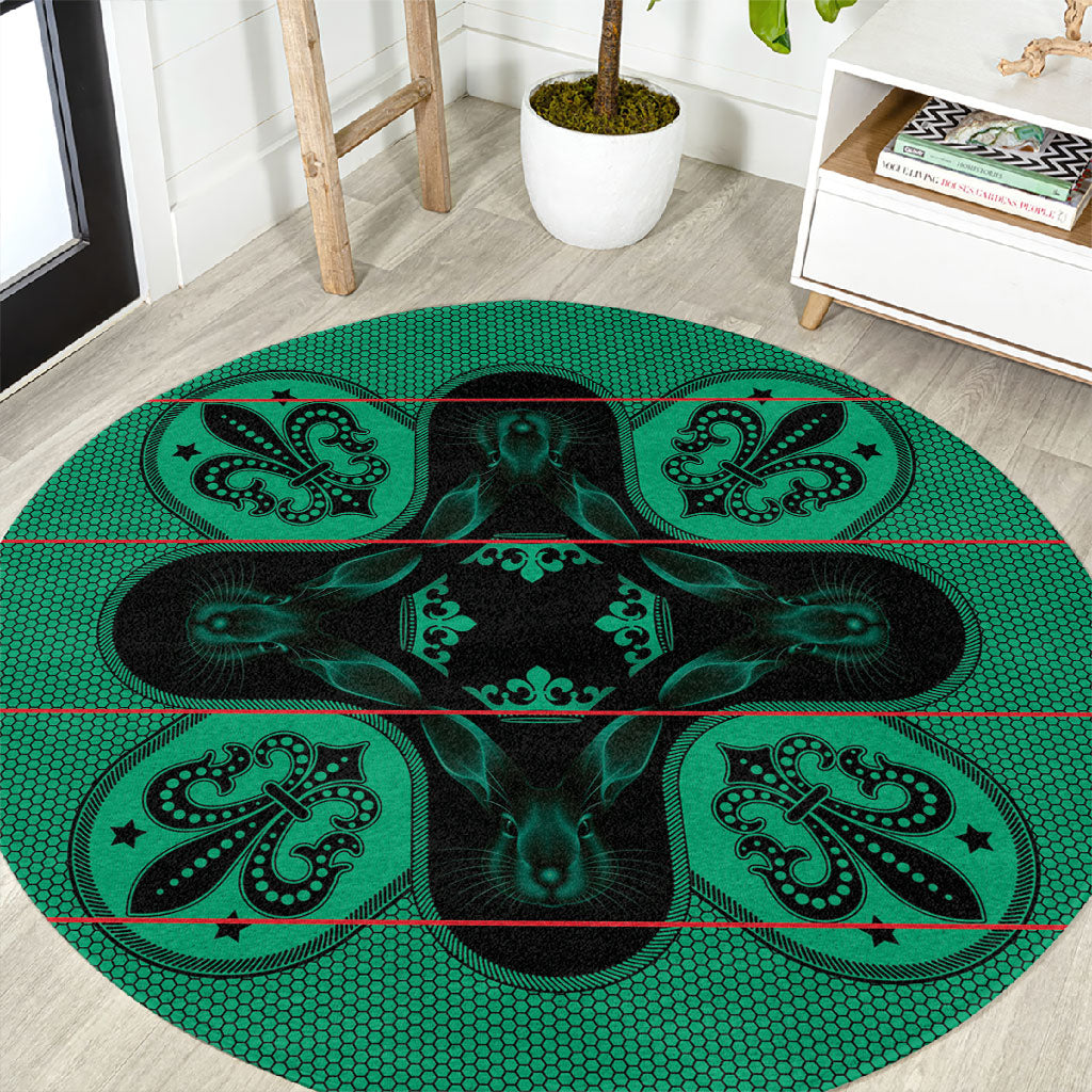 Bafokeng Rabbit Crown Palesa ea kharanium Round Carpet Green Seanamarena Basotho Blanket Inspired