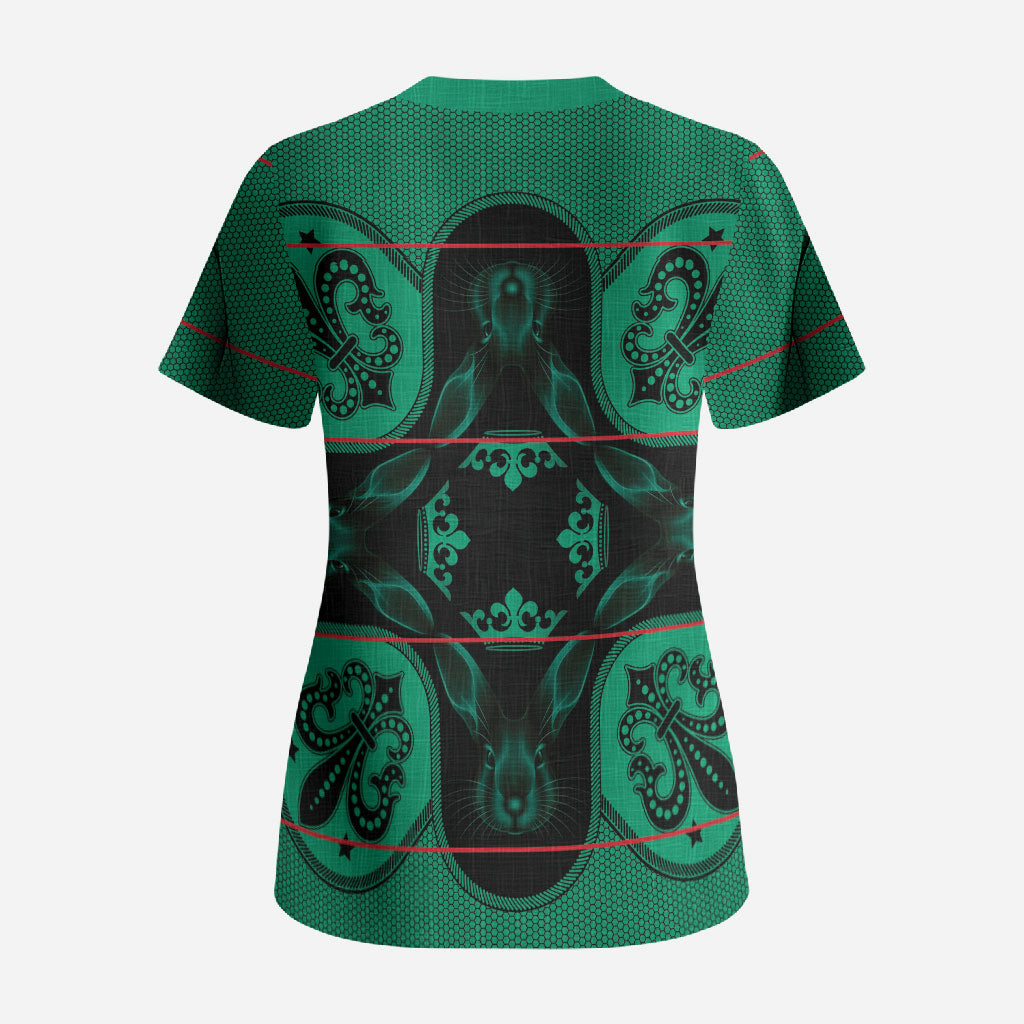 Bafokeng Rabbit Crown Palesa ea kharanium Scrub Top Green Seanamarena Basotho Blanket Inspired